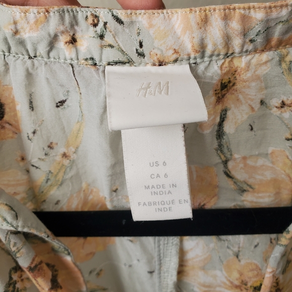H&M Mint Green Sunflower Boho Flowy Tunic Dress Womens 6 - Picture 5 of 10